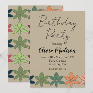Convites Aniversário Floral Colorido