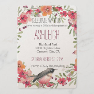 Convites Aniversário floral da aguarela do Oleander e do