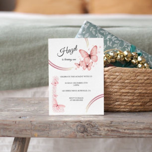 Convites Aniversário Floral da Borboleta Rosa Escamuflada E