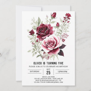 Convites Aniversário Floral das Crianças de Aquarelas