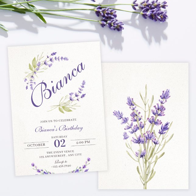 Convites Aniversário floral de Lavanda roxa (Criador carregado)