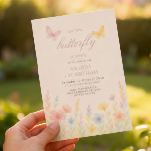 Convites Aniversário Floral de Molho de Aquarela