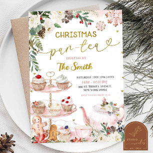 Convites Aniversário Floral de Natal Par-Tea de Inverno