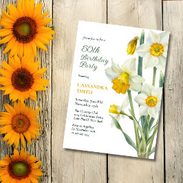 Convites Aniversário Floral do Daffodil Amarelo-Primavera E