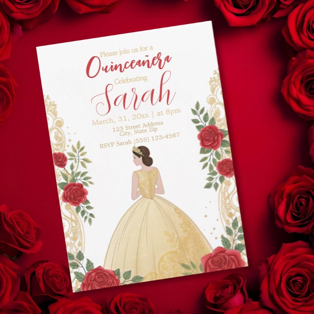 Convites Aniversário Floral Dourado do Na moda de Script Mo (Criador carregado)