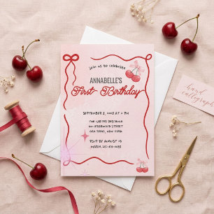 Convites Aniversário Floral Elegante Laço Rosa Vintage