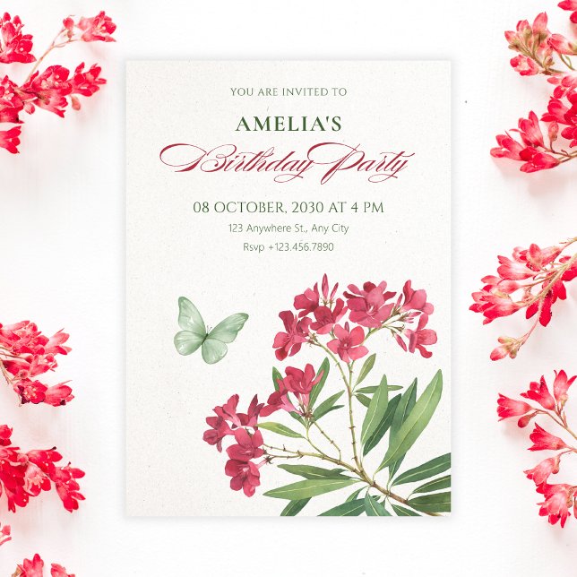 Convites Aniversário floral estético (Criador carregado)