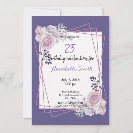 Convites Aniversário Floral Puro da Frame Geométrica Modern