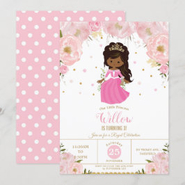 Convites Aniversário Floral Rosa da Princesa Africana da Pe