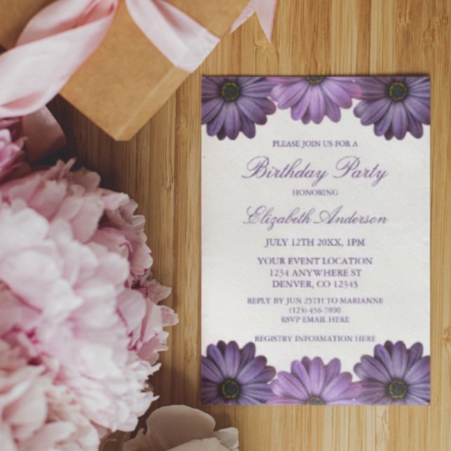 Convites Aniversário Floral Roxo (Criador carregado)