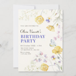 Convites Aniversário floral selvagem Elegante