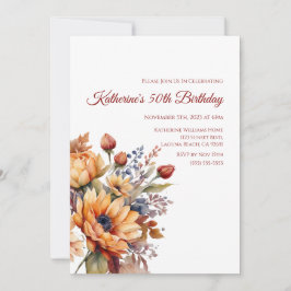 Convites Aniversário - Flores De Caimento De Aquarela-