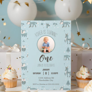 Convites Aniversário Floresta Azul, Foto Personalizada