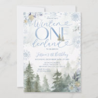 Aniversário Floresta Onederland Inverno Azul Neve