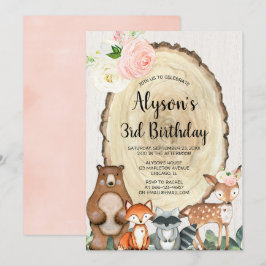 Convites Aniversário florista de menina floral rosa-esbranq