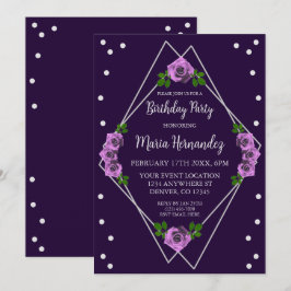 Convites Aniversário Geométrico do Rosa Roxo