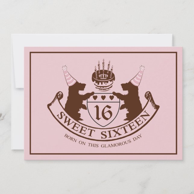 Convites Aniversário Glam do doce dezesseis da menina do (Frente)