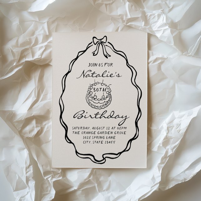 Convites Aniversário Ilustrado do Desenho da Mão do Arco 30 (Criador carregado)