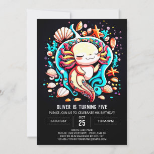 Convites Aniversário Imporal Axolotl