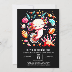 Convites Aniversário Imporal Moderno Axolotl
