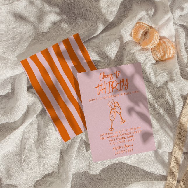 Convites Aniversário Impressionante de 30 de Mão Laranja Co (Criador carregado)