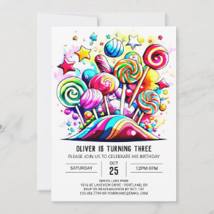 Convites Aniversário Imprimível do Candyland Personalizado