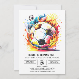 Convites Aniversário Imprimível para Crianças de Futebol En