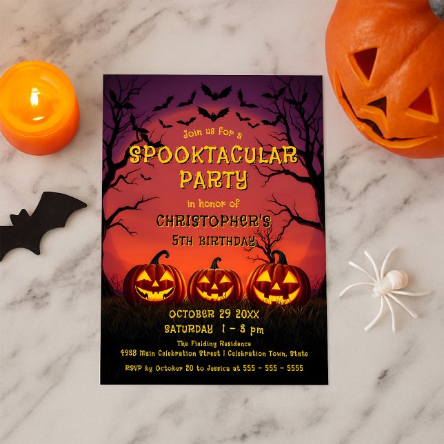 Convites Aniversário infantil de Halloween com Jack O Lante (Criador carregado)