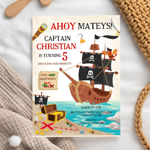 Convites Aniversário Infantil do Menino Pirata Ahoy Mateys