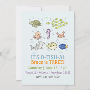 Convites Aniversário Infantil Ilustrado O-FISH-AL