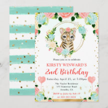 Aniversário Infantil Tigre da Selva Fofo Aquarela