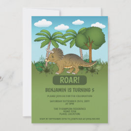 Convites Aniversário Infantil Triceratops Dinossauro Tropic
