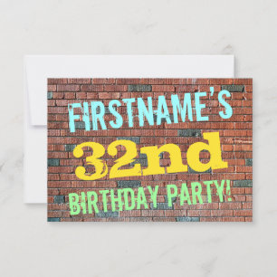 Convites Aniversário inspirado grafites da parede de tijol