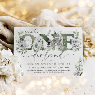 Convites Aniversário Inverno ONEdeland Animais Árticos Folh