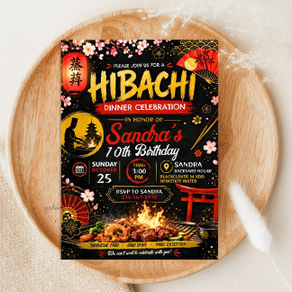 Convites Aniversário Japonês Hibachi - Tema Churrasco