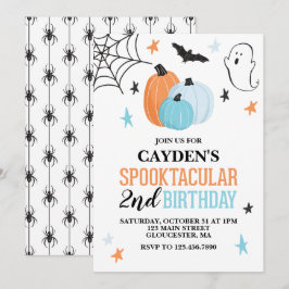 Convites Aniversário laranja turquesa Spooktacular de Hallo