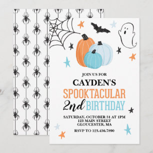 Convites Aniversário laranja turquesa Spooktacular de Hallo