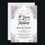 Convites Aniversário Lilac Floral # ANOS NO FAZER<br><div class="desc">Comemorar qualquer aniversário com convites florais de aquarela apresentando um título de tipografia de script de caligrafia # ANOS NO FAZER que incorpora sua idade (ou seja, 50 ANOS NO FAZER) e estabeleceu o ano de nascimento no design com buquês de flores silvestres em tons de lilás, roxo, pêssego, rosa-pincel...</div>