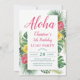 Convites Aniversário Luau Floral Tropical Aloha