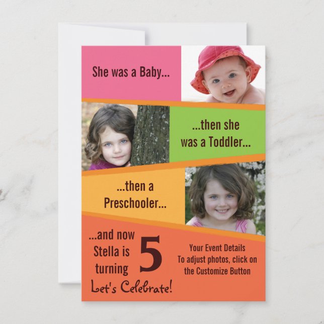 Convites Aniversário Marcante - Meninas (Frente)