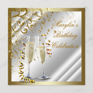 Convites Aniversário Marfim e Dourado