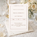 Convites Aniversário marfim simples atemporal<br><div class="desc">Celebre um marco importante com estilo com este convite de aniversário elegante em marfim suave. Projetado para uma celebração sofisticada e memorável,  este convite apresenta um layout limpo e moderno e um toque atemporal.</div>