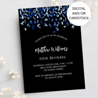 Aniversário marinho preto confete azul