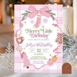 Convites Aniversário Merry Little Natal Caprichoso Rosa
