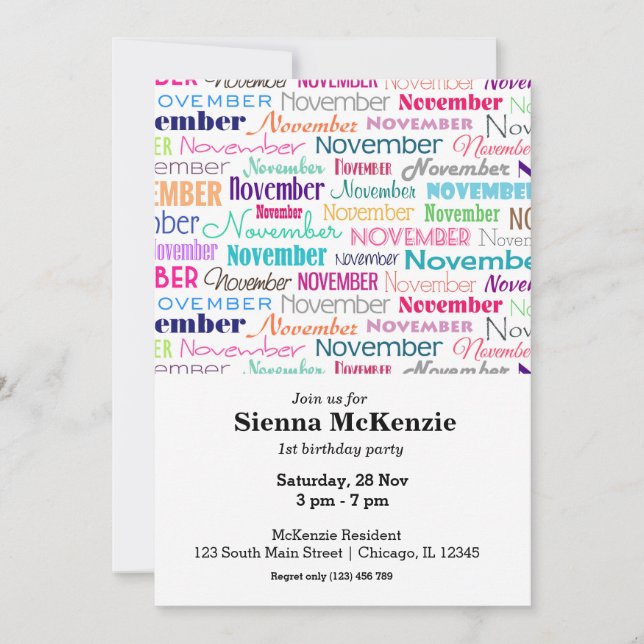 Convites Aniversário mês de novembro (Frente)