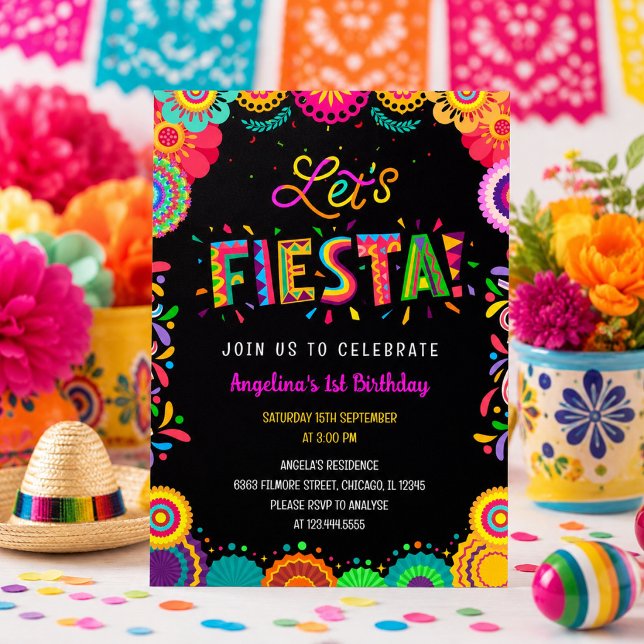 Convites Aniversário Mexicano Colorido Fiesta (Criador carregado)