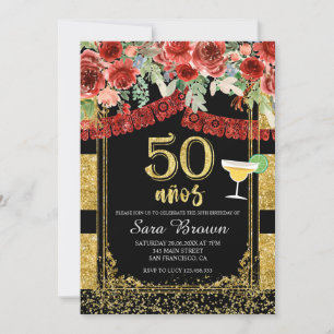 Convites Aniversário mexicano Rosa vermelha de 50 años