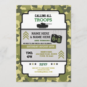 Convites Aniversário Militar Comum Dois Tanque Partilhado C