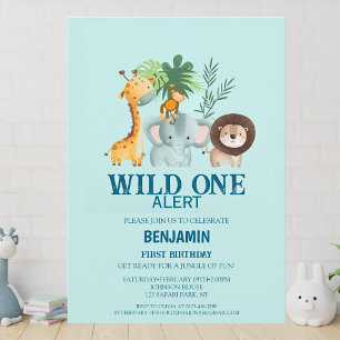 Convites Aniversário Minimal Safari Wild One