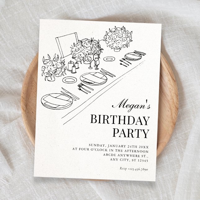 Convites Aniversário minimalista (Criador carregado)